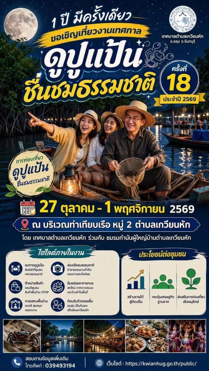 เทศกาลดูปูแป้น ชื่นชมธรรมชาติ ครั้งที่ 18 ประจำปี 2569