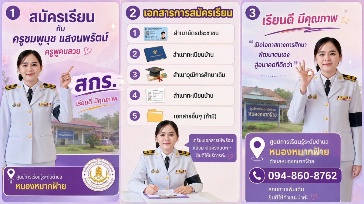 ประกาศรับสมัครนักศึกษา ตำบลหนองหมากฝ้าย