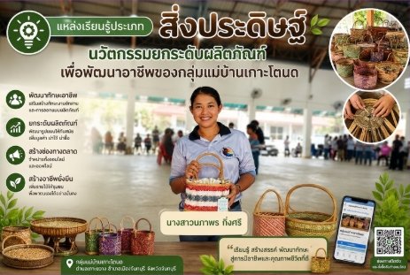 แหล่งเรียนรู้ประเภทสิ่งประดิษฐ์นวัตกรรมยกระดับผลิตภัณฑ์เพื่อพัฒนาอาชีพของกลุ่มแม่บ้านเกาะโตนด