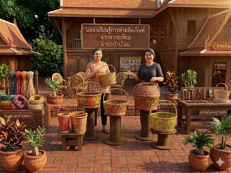 แหล่งเรียนรู้การทำผลิตภัณฑ์จากหวายเทียม