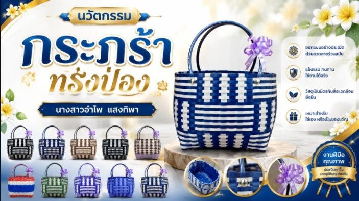 นวัตกรรมตะกร้าทรงป๋องจากเส้นพลาสติก