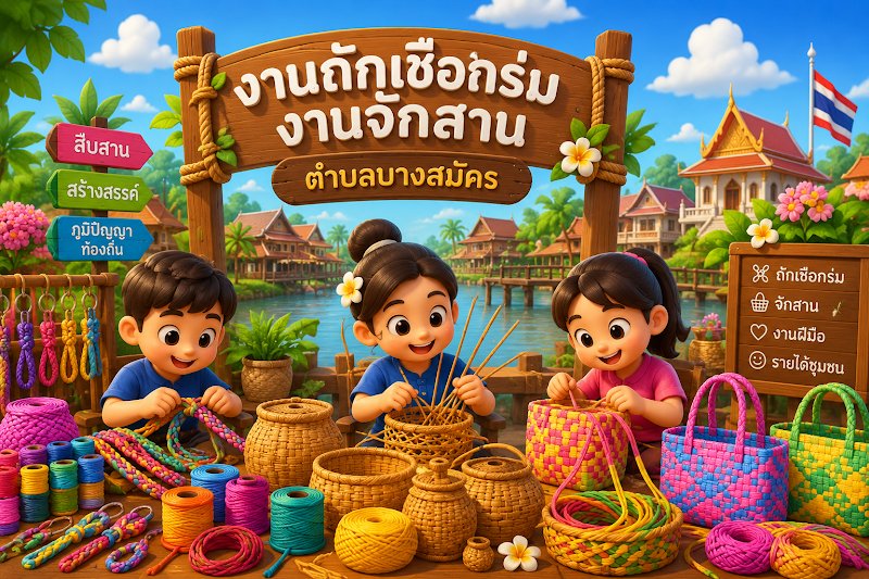 งานถักเชือกร่ม งานจักสาน