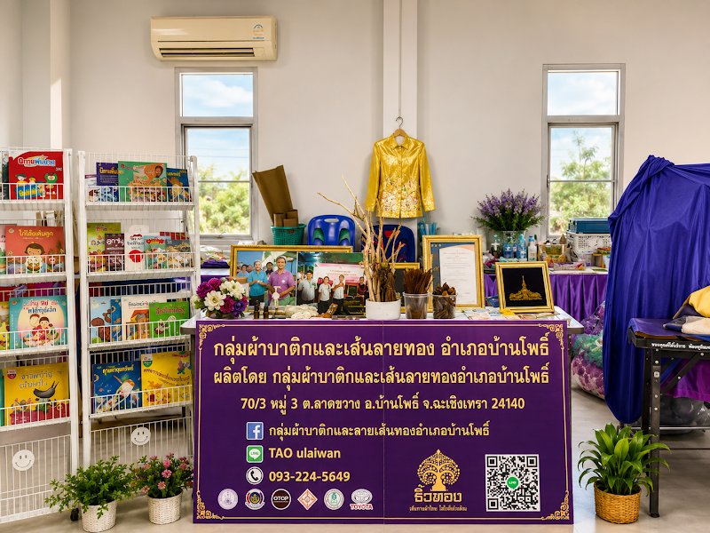 ศูนย์การเรียนรู้กลุ่มผ้าบาติกและเส้นลายทอง อำเภอบ้านโพธิ์