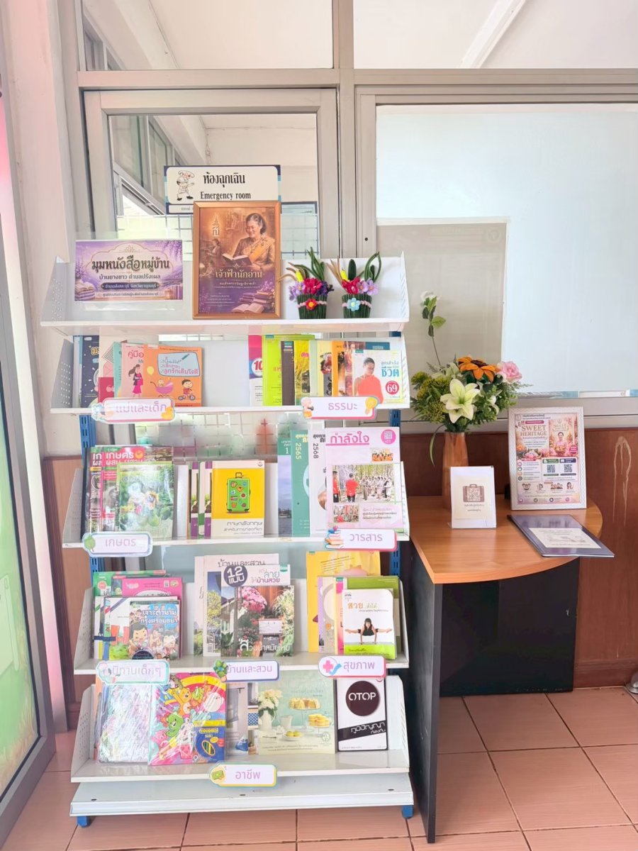 มุมหนังสือหมู่บ้าน บ้านยางขาว ตำบลปรังเผล