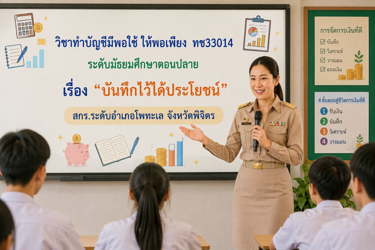 วิดีโอการเรียนการสอน วิชา ทำบัญชีมีพอใช้ ให้พอเพียง ทช33014 ระดับมัธยมศึกษาตอนปลาย เรื่อง “บันทึกไว้ได้ประโยชน์”