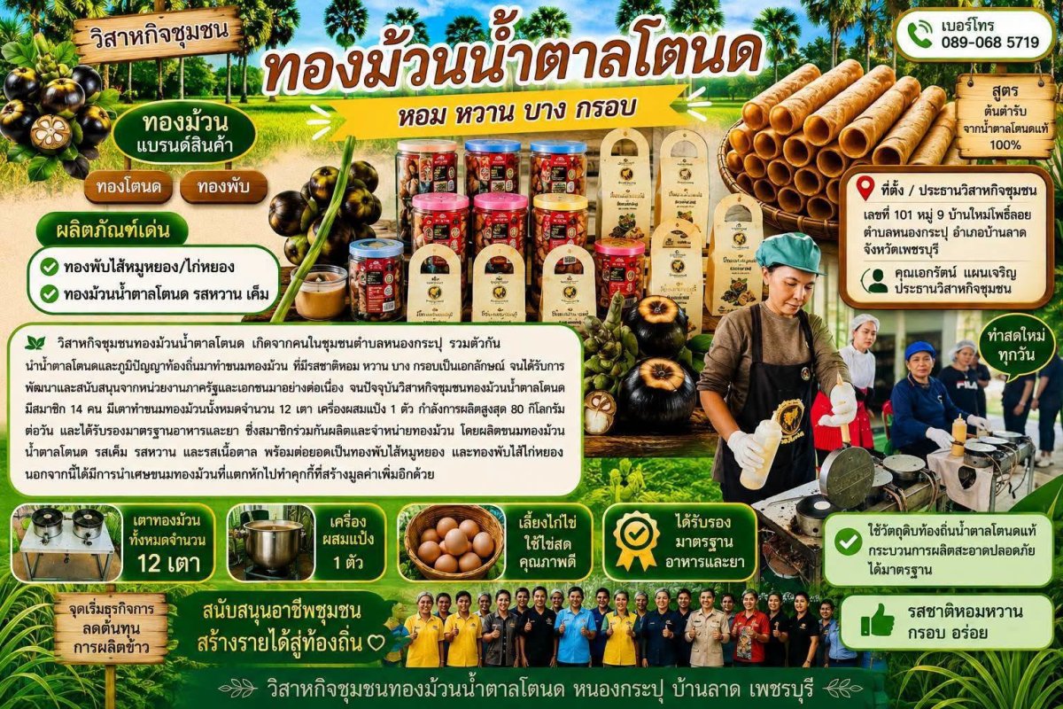 วิสาหกิจชุมชนทองม้วนน้ําตาลโตนด ทองโตนด